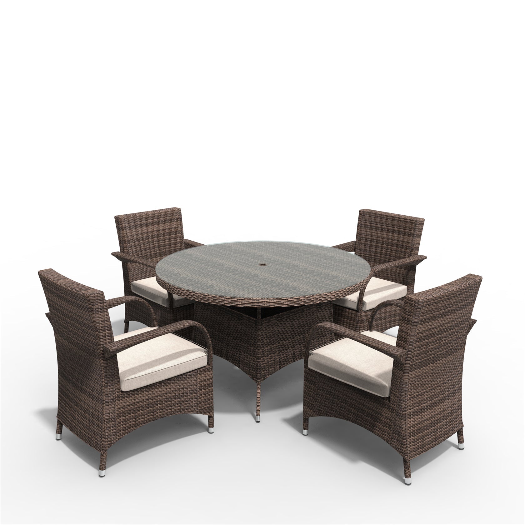 4 - Seater Outdoor Dining Set – Hampton Chairs with Round Dining Table (PAD - 1709+1122) - Direct Wicker