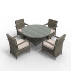 4 - Seater Outdoor Dining Set – Hampton Chairs with Round Dining Table (PAD - 1709+1122) - Direct Wicker