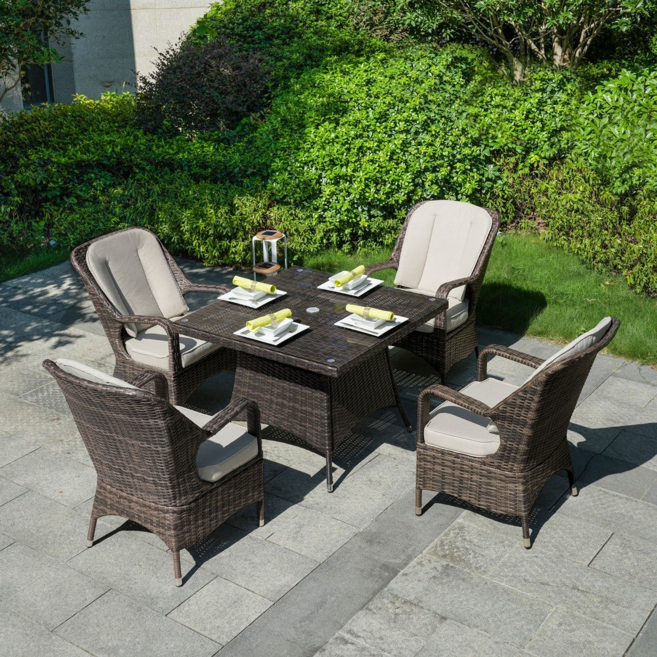 4 - Seater Outdoor Dining Set - Parma Chairs with Cube Dining Table (PAD - 1710) - Direct Wicker