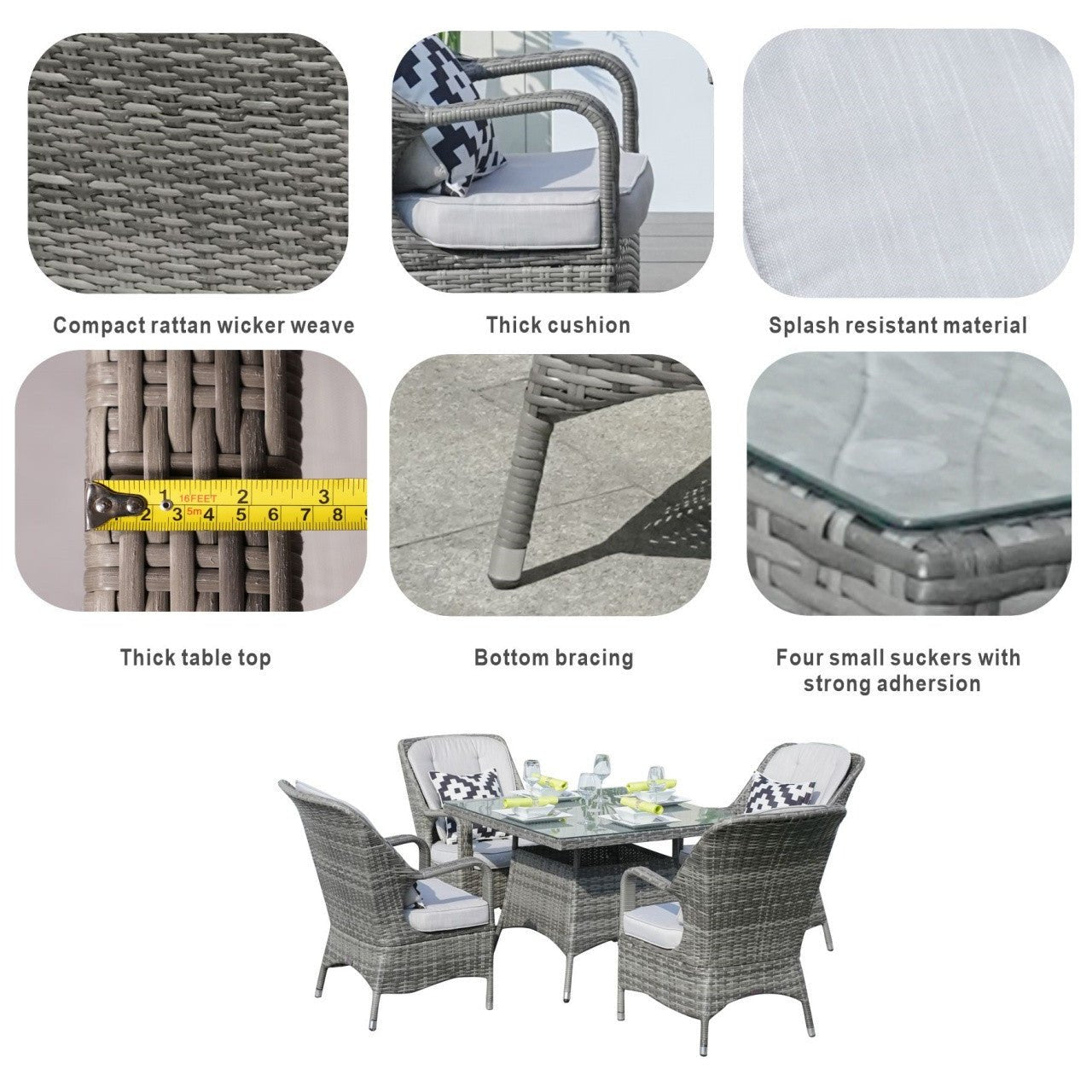 4 - Seater Outdoor Dining Set - Parma Chairs with Cube Dining Table (PAD - 1710) - Direct Wicker