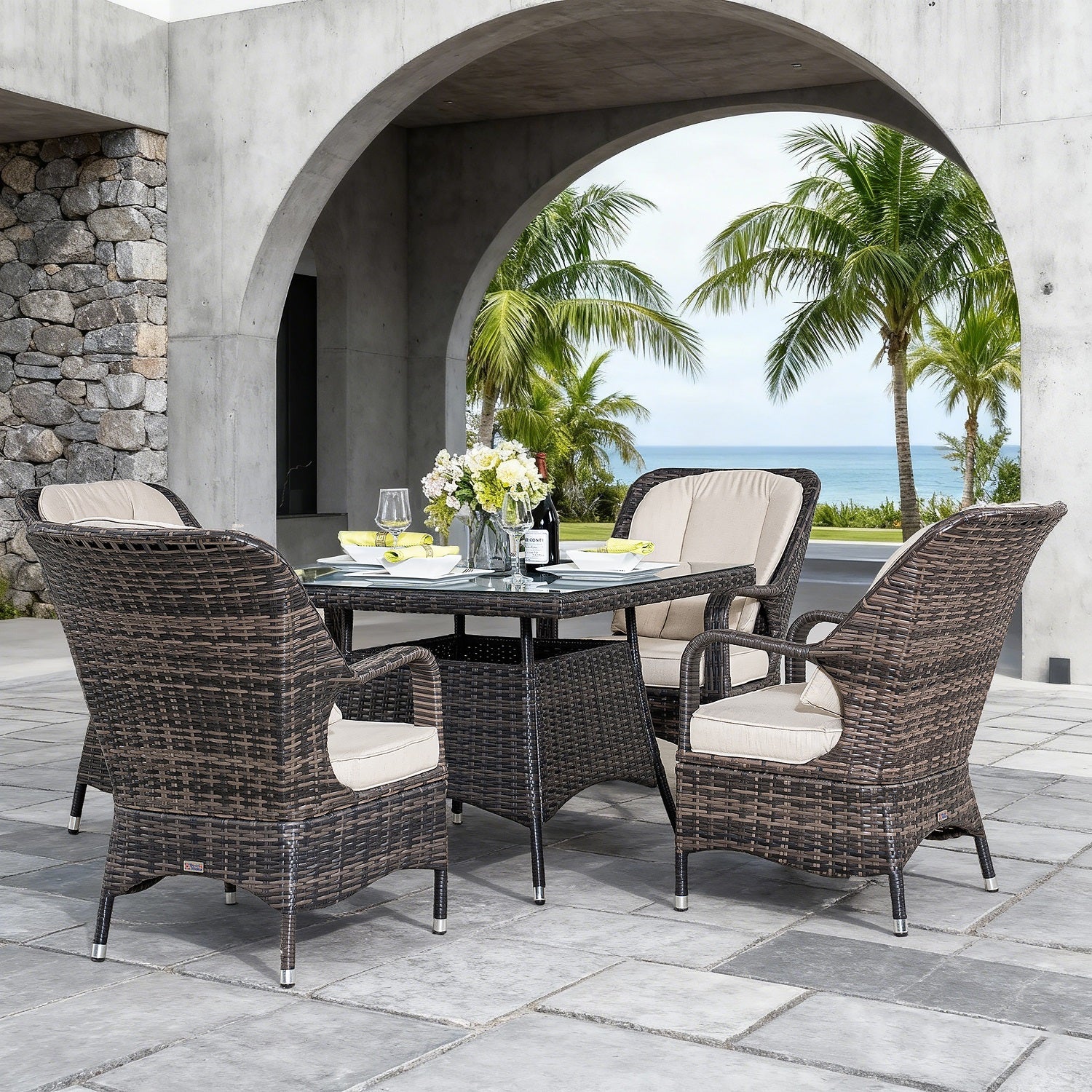 4 - Seater Outdoor Dining Set - Parma Chairs with Cube Dining Table (PAD - 1710) - Direct Wicker