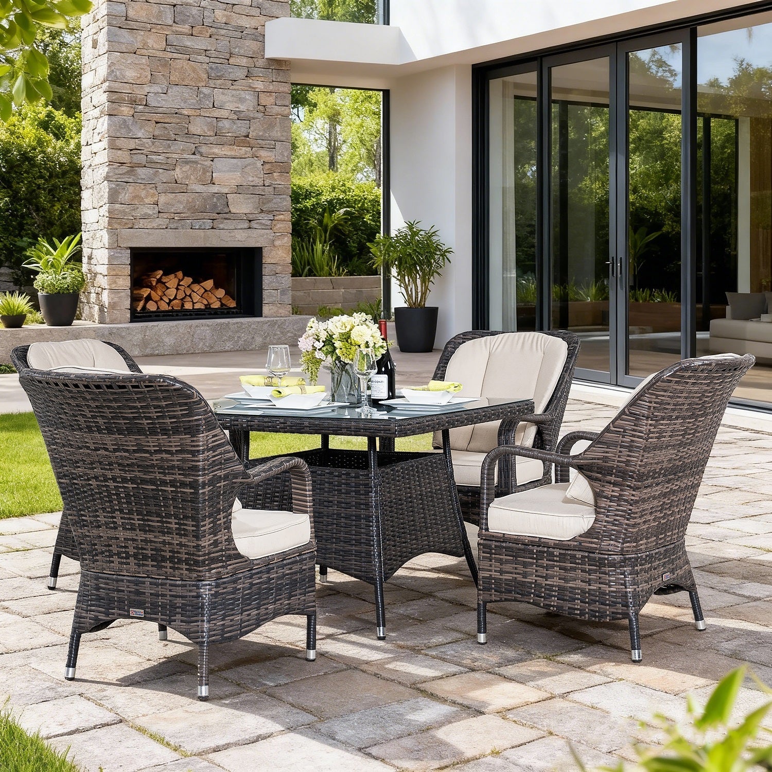 4 - Seater Outdoor Dining Set - Parma Chairs with Cube Dining Table (PAD - 1710) - Direct Wicker