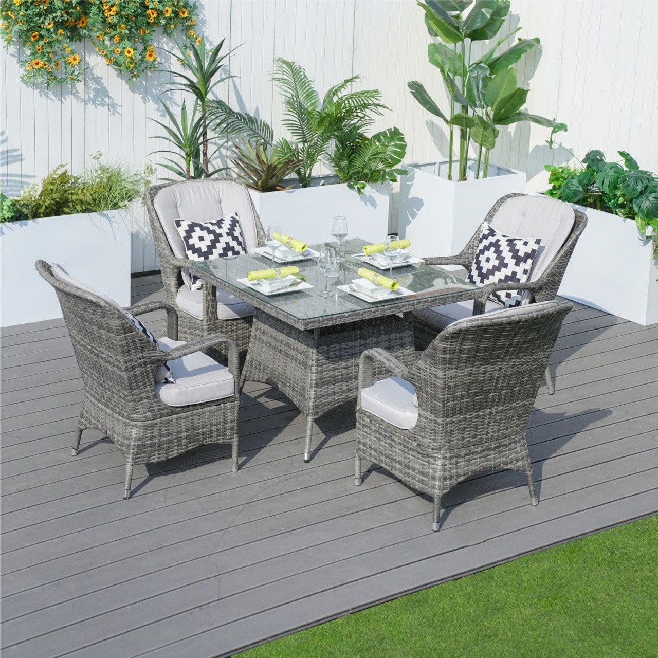 4 - Seater Outdoor Dining Set - Parma Chairs with Cube Dining Table (PAD - 1710) - Direct Wicker
