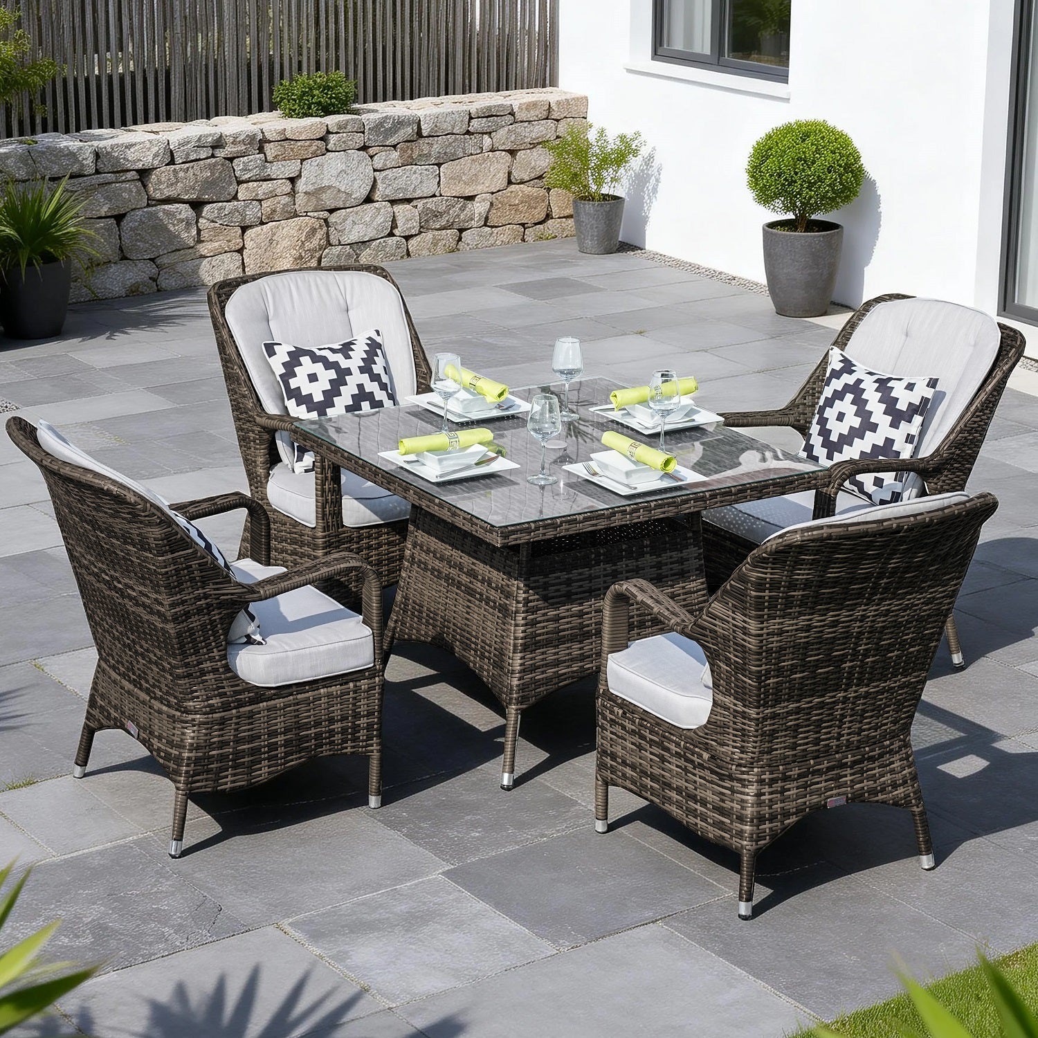 4 - Seater Outdoor Dining Set - Parma Chairs with Cube Dining Table (PAD - 1710) - Direct Wicker