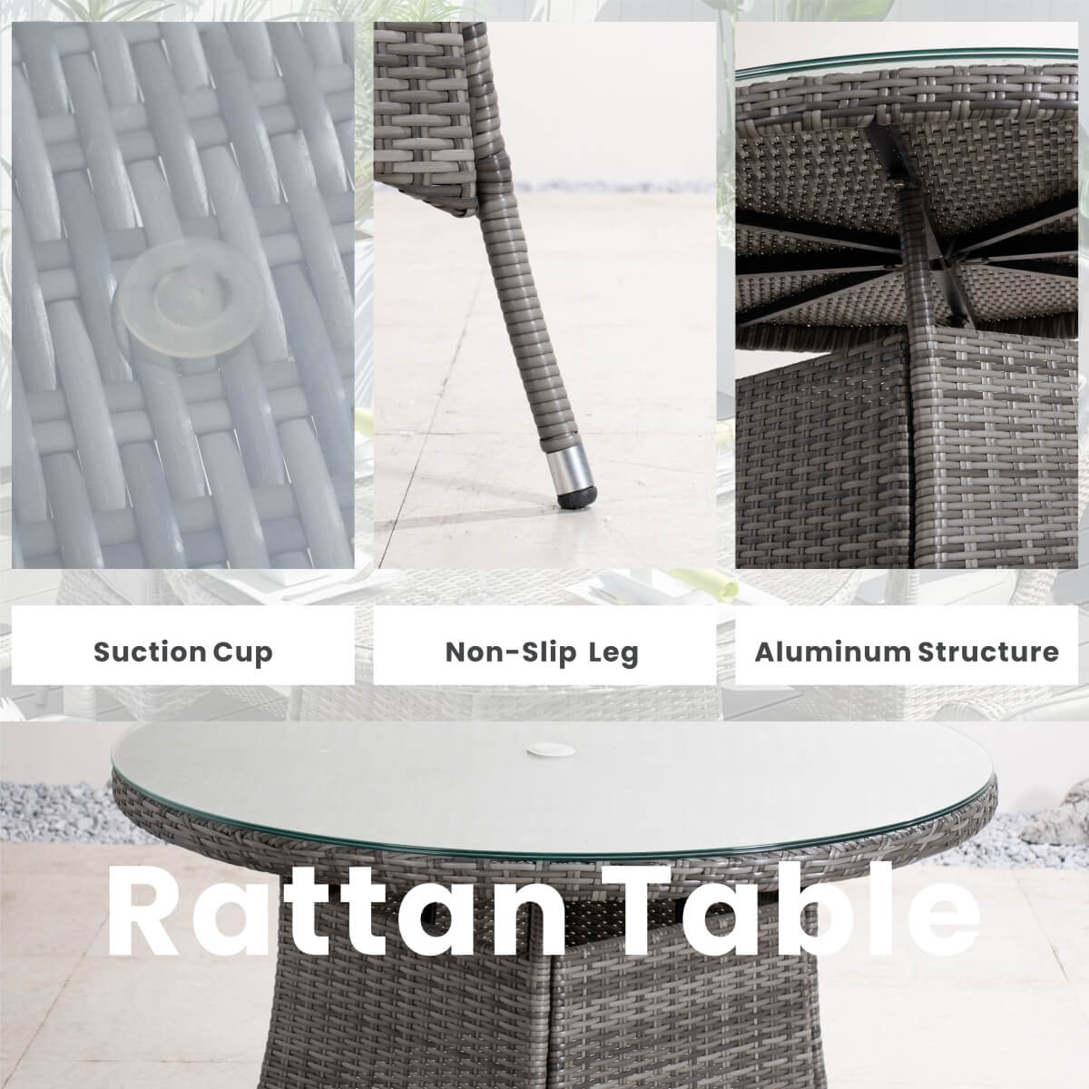4 - Seater Outdoor Dining Set - Parma Chairs with Round Dining Table (PAD - 1709) - Direct Wicker