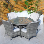 4 - Seater Outdoor Dining Set - Parma Chairs with Round Dining Table (PAD - 1709) - Direct Wicker