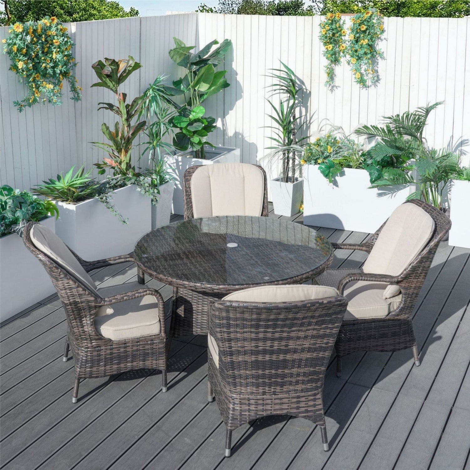 4 - Seater Outdoor Dining Set - Parma Chairs with Round Dining Table (PAD - 1709) - Direct Wicker