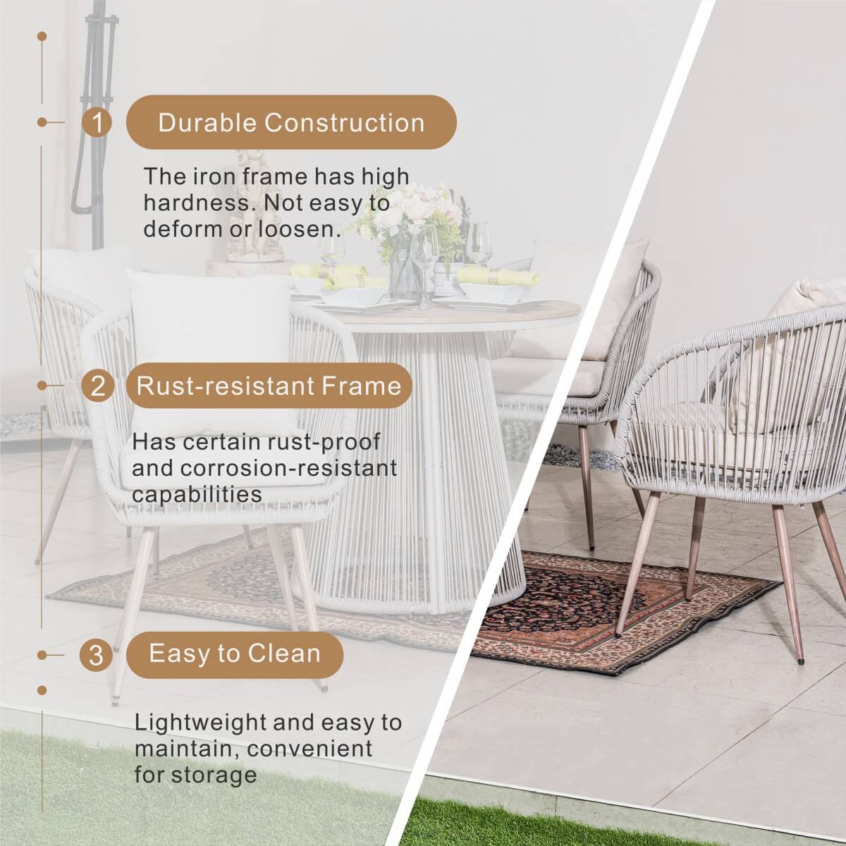 4 - Seater Outdoor Dining Set – Round Metal Table with Chairs, Garden Patio Furniture - Direct Wicker