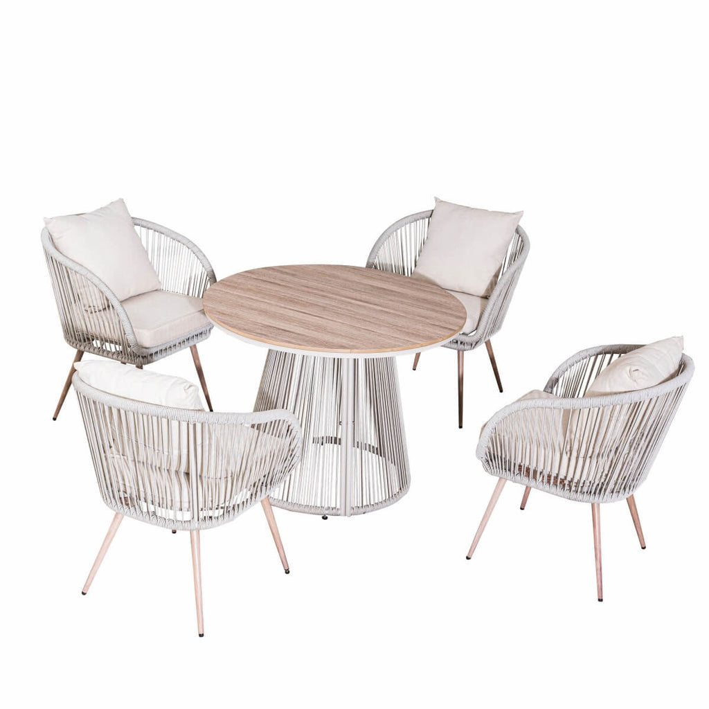 4 - Seater Outdoor Dining Set – Round Metal Table with Chairs, Garden Patio Furniture - Direct Wicker