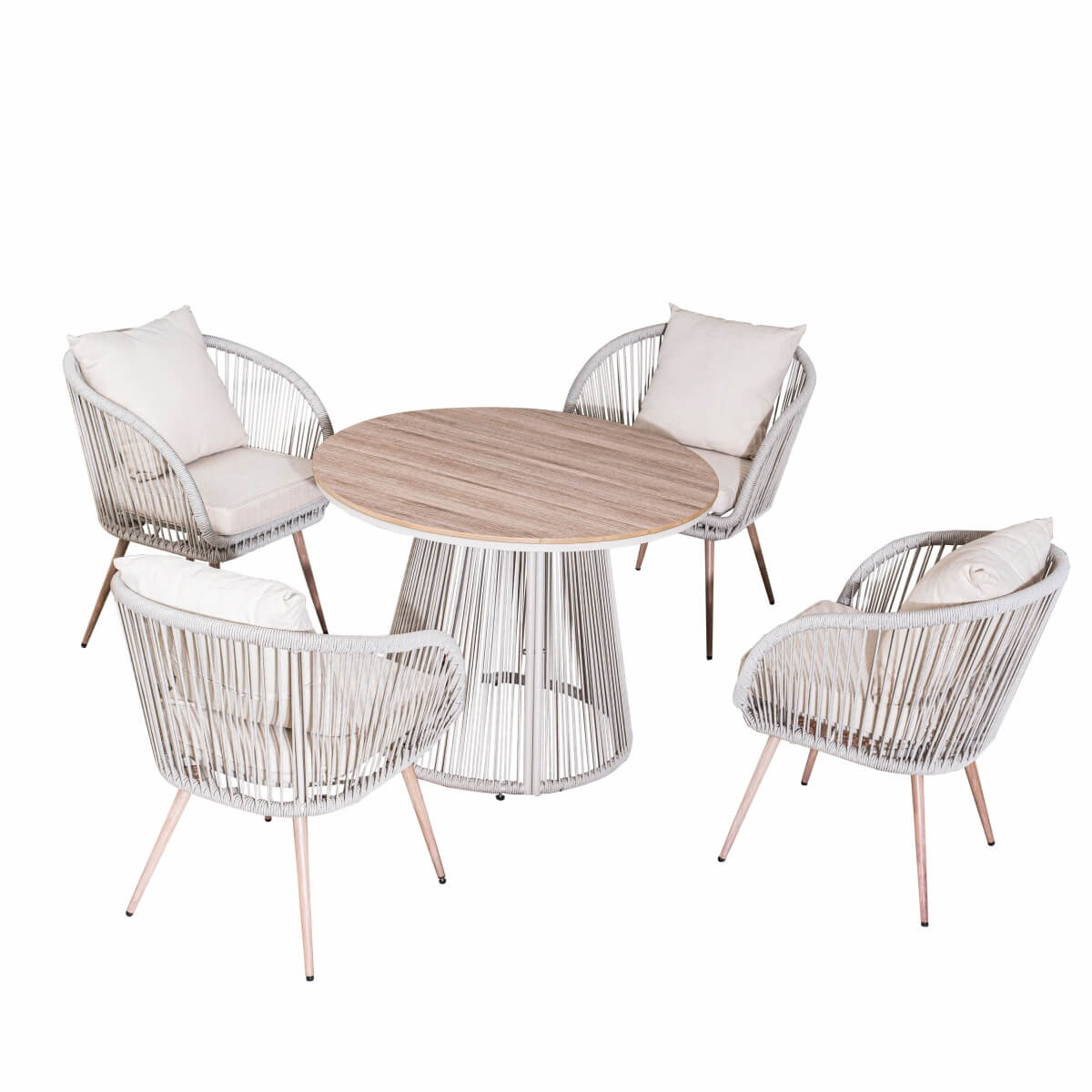 4 - Seater Outdoor Dining Set – Round Metal Table with Chairs, Garden Patio Furniture - Direct Wicker