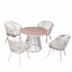 4 - Seater Outdoor Dining Set – Round Metal Table with Chairs, Garden Patio Furniture - Direct Wicker