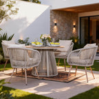 4 - Seater Outdoor Dining Set – Round Metal Table with Chairs, Garden Patio Furniture - Direct Wicker
