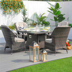 4 - Seater Outdoor Fire Pit Set - Parma Chairs with Cube Fire Pit Table (PAG - 1104+009) - Direct Wicker