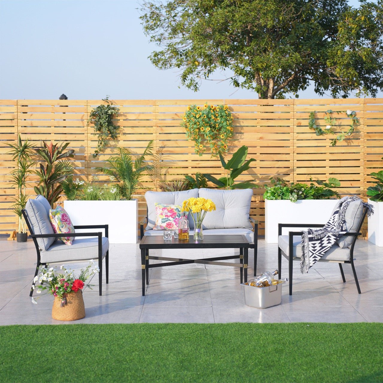4 - Seater Outdoor Sofa Set with Cushions and Coffee Table (PAS - 2467 - SET) - Direct Wicker