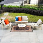 4 - Seater Wooden Outdoor Sofa Set – Garden Lounge with Round Coffee Table - Direct Wicker