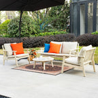 4 - Seater Wooden Outdoor Sofa Set – Garden Lounge with Round Coffee Table - Direct Wicker