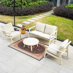 4 - Seater Wooden Outdoor Sofa Set – Garden Lounge with Round Coffee Table - Direct Wicker