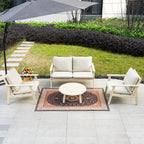 4 - Seater Wooden Outdoor Sofa Set – Garden Lounge with Round Coffee Table - Direct Wicker