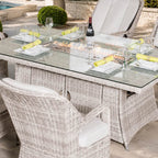Parma 6-Seat Outdoor Fire Pit Dining Set – Rectangle Fire Pit Table (PAG-1106R)