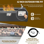 42 - inch outdoor fire pit table set (PAG - 2513 - GR - RR) - Direct Wicker