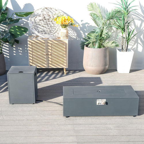 42 - inch outdoor fire pit table set (PAG - 2513 - GR - RR) - Direct Wicker