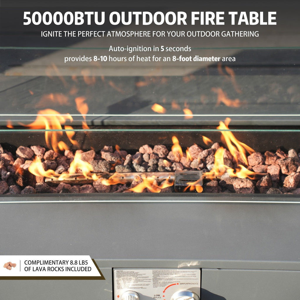 42 - inch outdoor fire pit table set (PAG - 2513 - GR - RR) - Direct Wicker