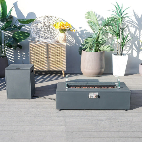 42 - inch outdoor fire pit table set (PAG - 2513 - GR - RR) - Direct Wicker