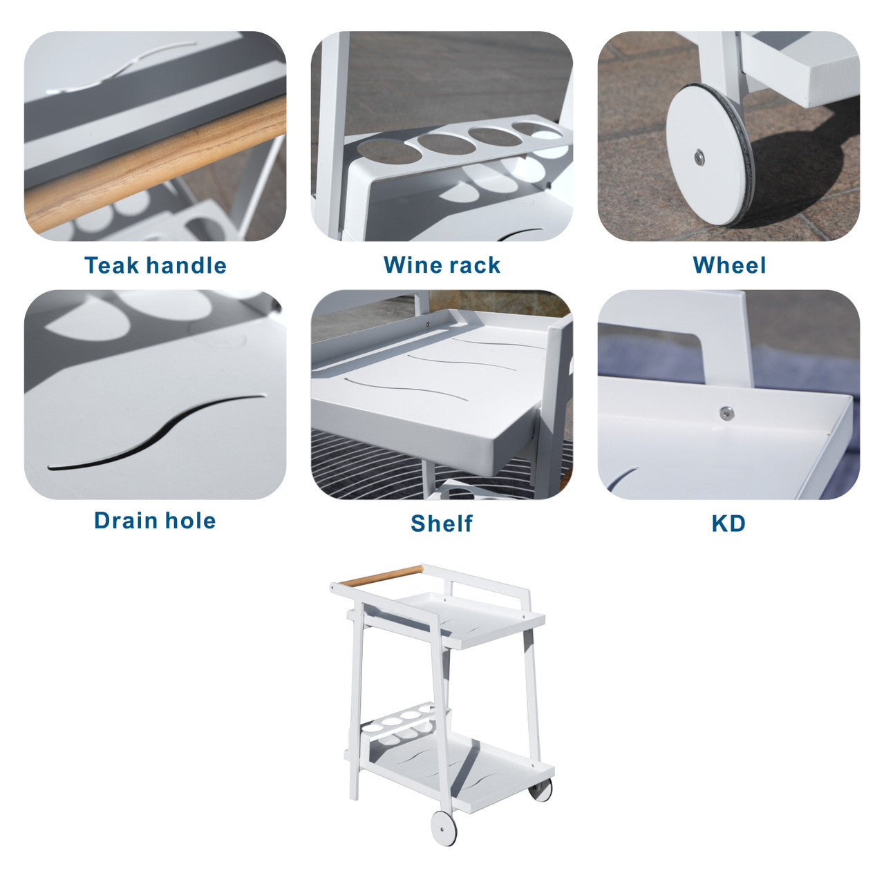 Lightweight Aluminum Utility Trolley for Outdoor & Patio Use (PA-2325-WH)