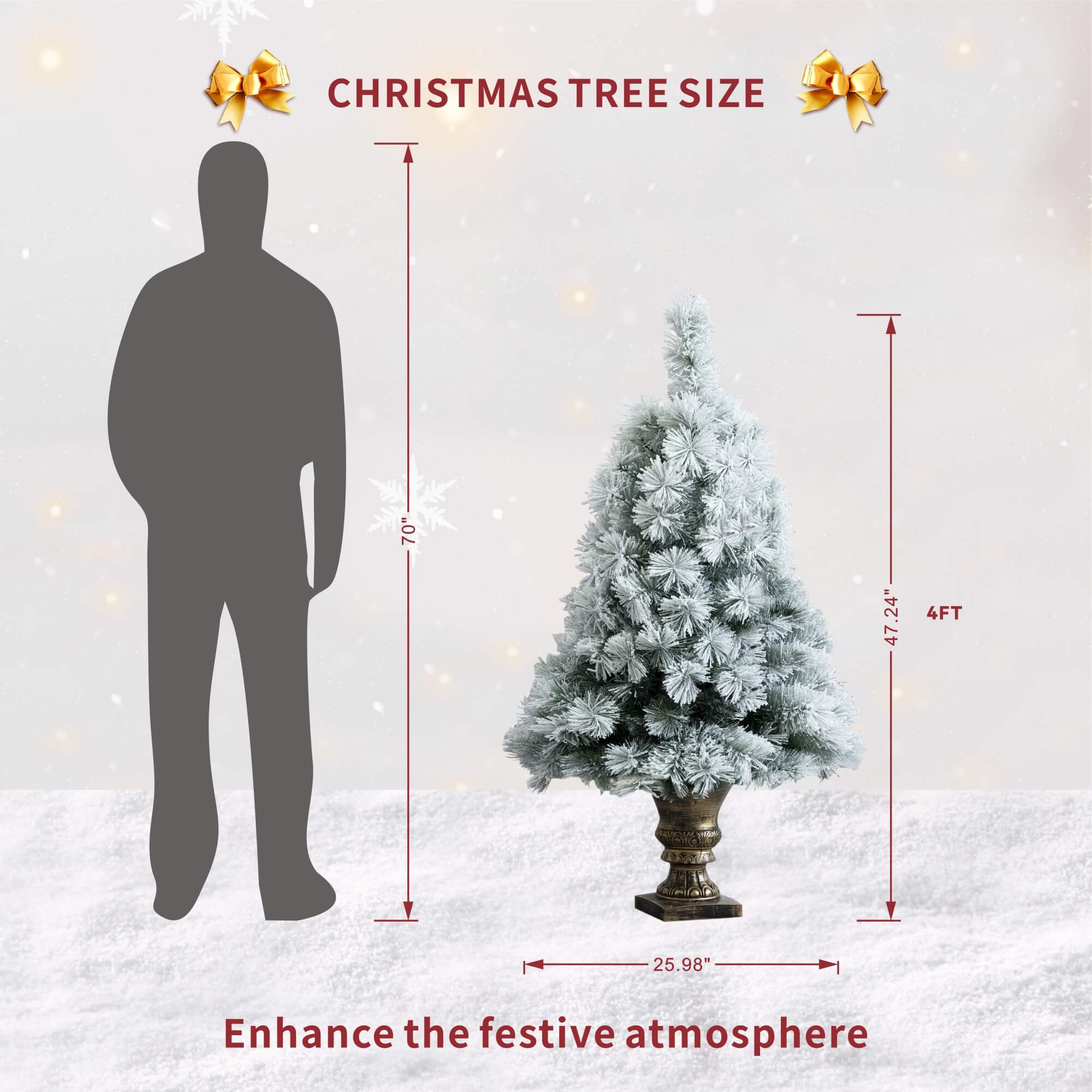 4FT Artificial Christmas Tree – White Pine Needle Design（PJT - 2508） - Direct Wicker