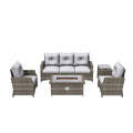 5 - Piece Outdoor Patio Fire Pit Set Fire Pit Table with Seating Sofas in Gray (PAF - 1802) - Direct Wicker