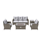 5 - Piece Outdoor Patio Fire Pit Set Fire Pit Table with Seating Sofas in Gray (PAF - 1802) - Direct Wicker
