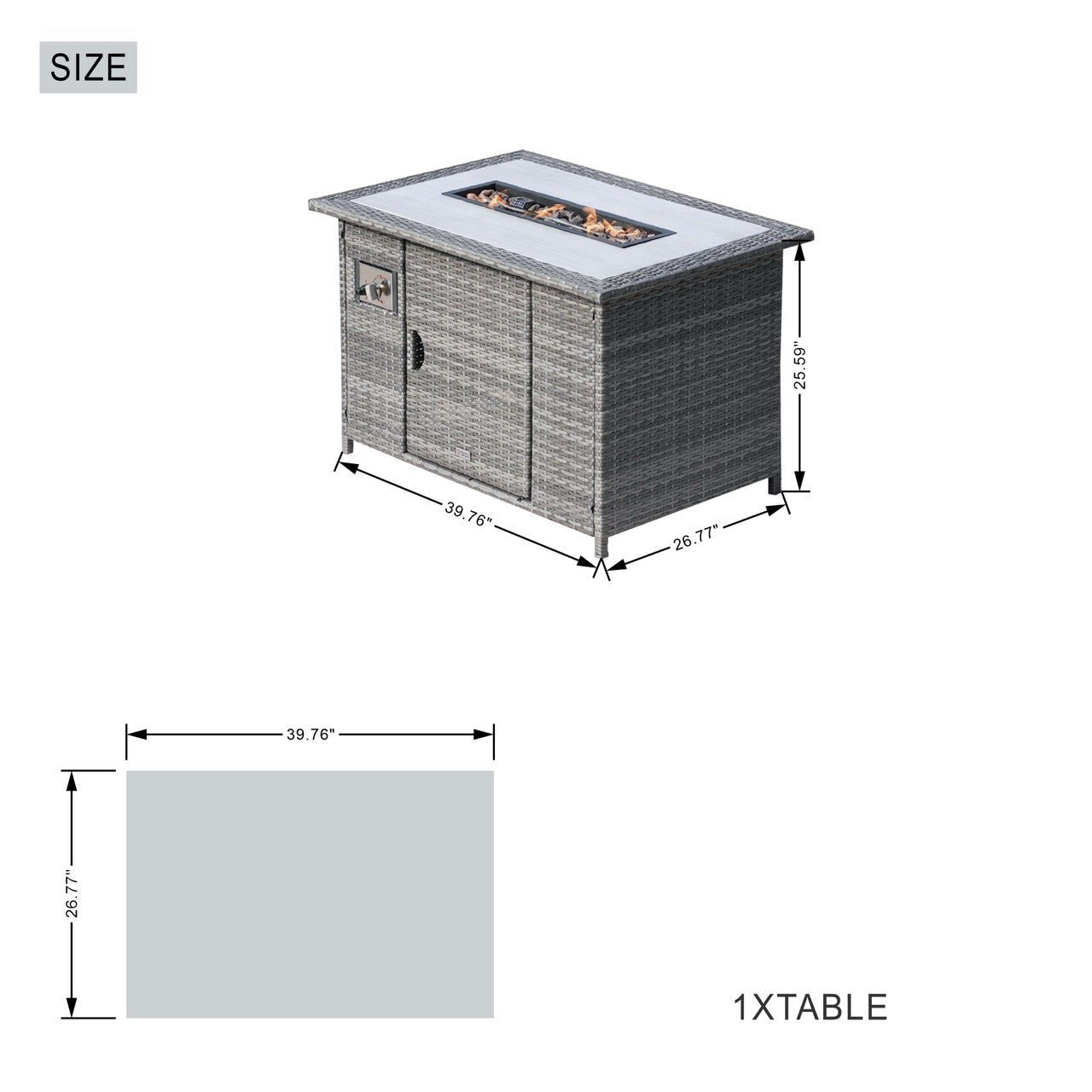 5 - Piece Outdoor Patio Fire Pit Set Fire Pit Table with Seating Sofas in Gray (PAF - 1802) - Direct Wicker