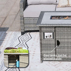 5 - Piece Outdoor Patio Fire Pit Set Fire Pit Table with Seating Sofas in Gray (PAF - 1802) - Direct Wicker