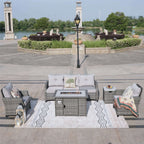 5 - Piece Outdoor Patio Fire Pit Set Fire Pit Table with Seating Sofas in Gray (PAF - 1802) - Direct Wicker