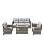 5 - Piece Outdoor Patio Fire Pit Set Fire Pit Table with Seating Sofas in Gray (PAF - 1802) - Direct Wicker