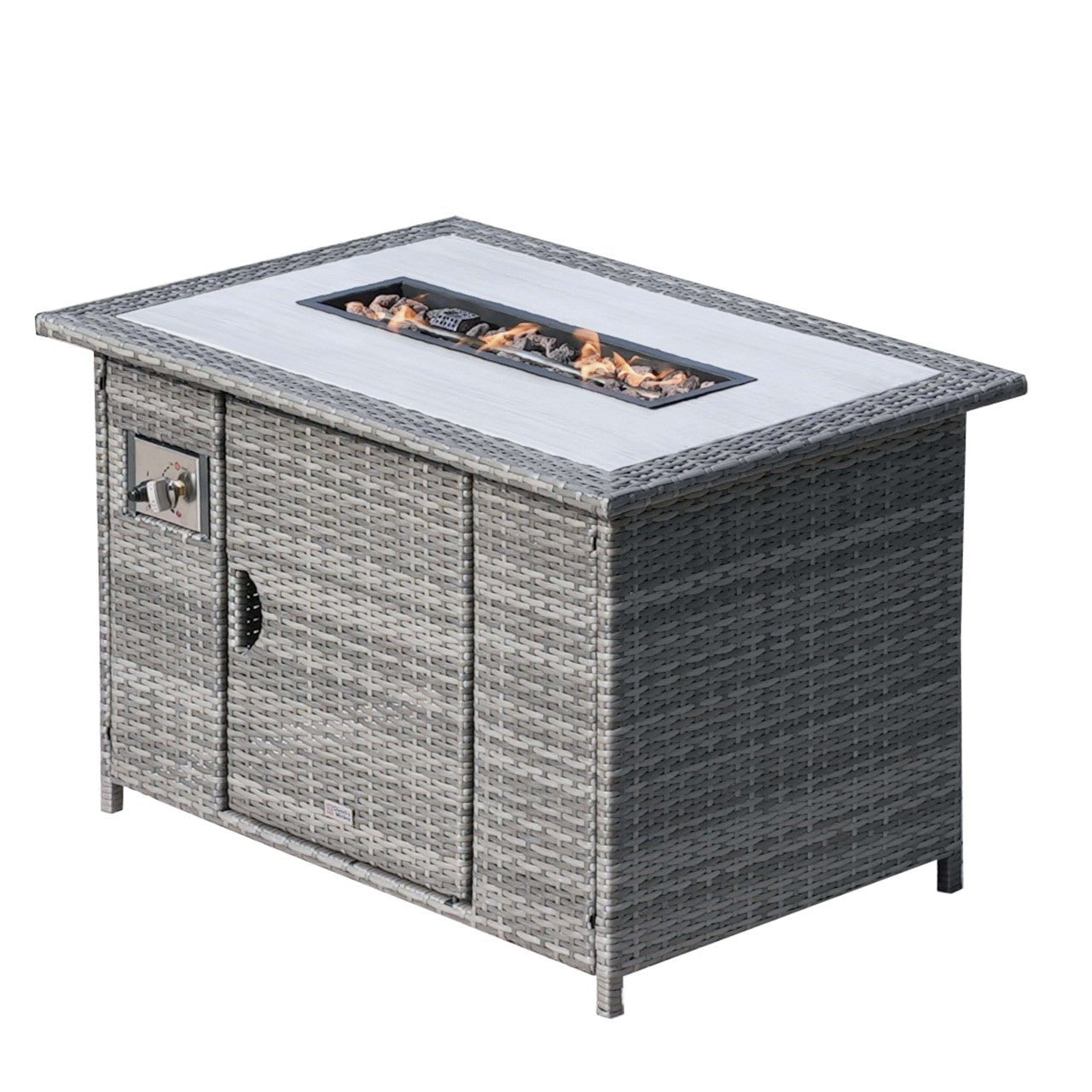 5 - Piece Outdoor Patio Fire Pit Set Fire Pit Table with Seating Sofas in Gray (PAF - 1802) - Direct Wicker