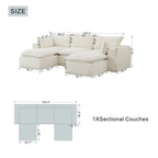 5 Pieces 3-Seat Modular Sectional Sofa (PAS-2637-LS+MS+RS+FT2) - Direct Wicker