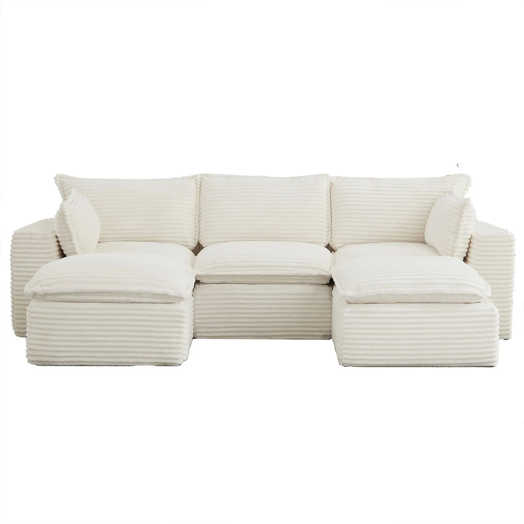 5 Pieces 3-Seat Modular Sectional Sofa (PAS-2637-LS+MS+RS+FT2) - Direct Wicker