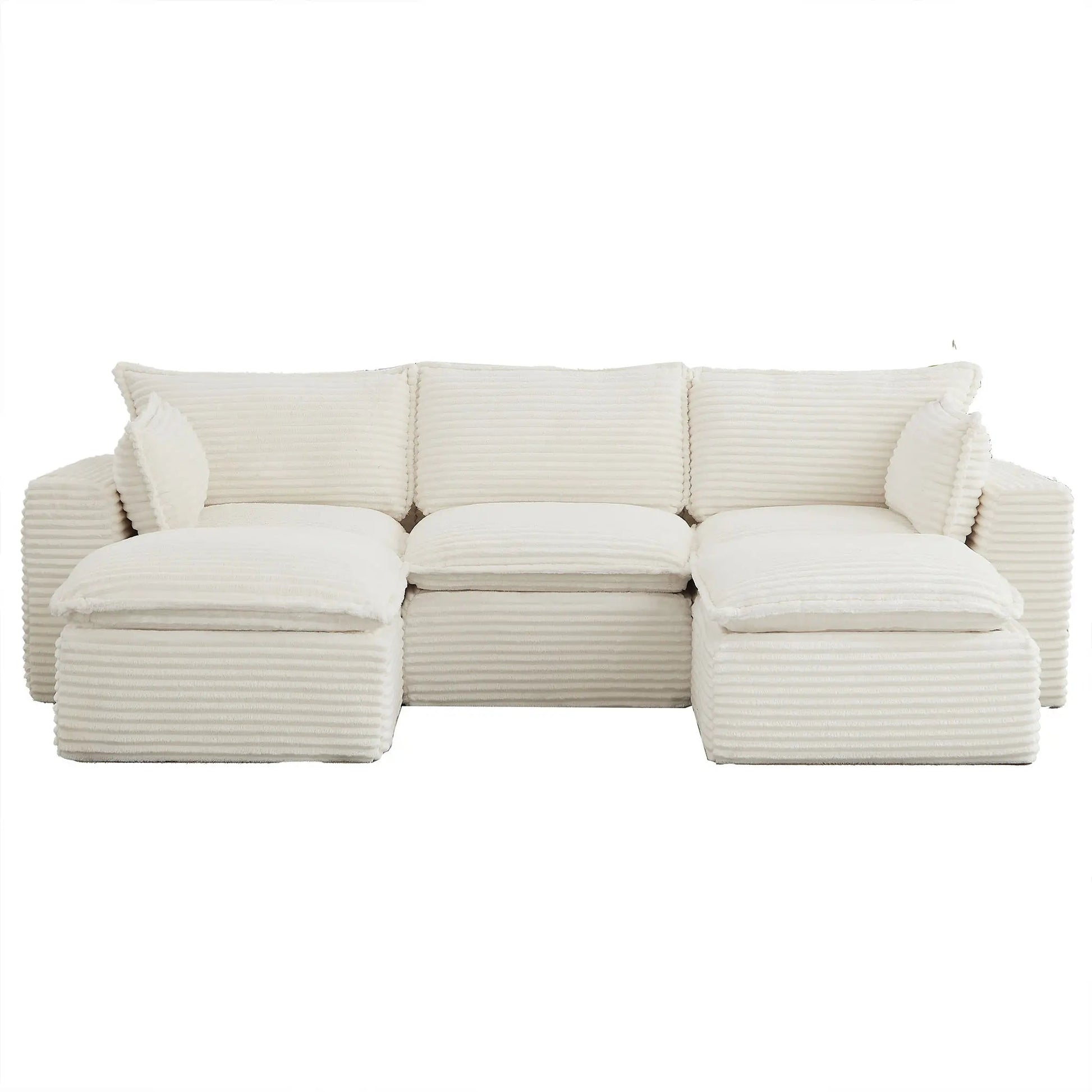 5 Pieces 3-Seat Modular Sectional Sofa (PAS-2637-LS+MS+RS+FT2) - Direct Wicker