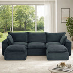5 Pieces 3-Seat Modular Sectional Sofa (PAS-2637-LS+MS+RS+FT2) - Direct Wicker