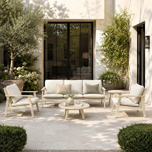 5-Seat Wooden Outdoor Furniture Set with Coffee Table and Side Table (PAS-2528-3SS+SS2+RTA+ST) - Direct Wicker