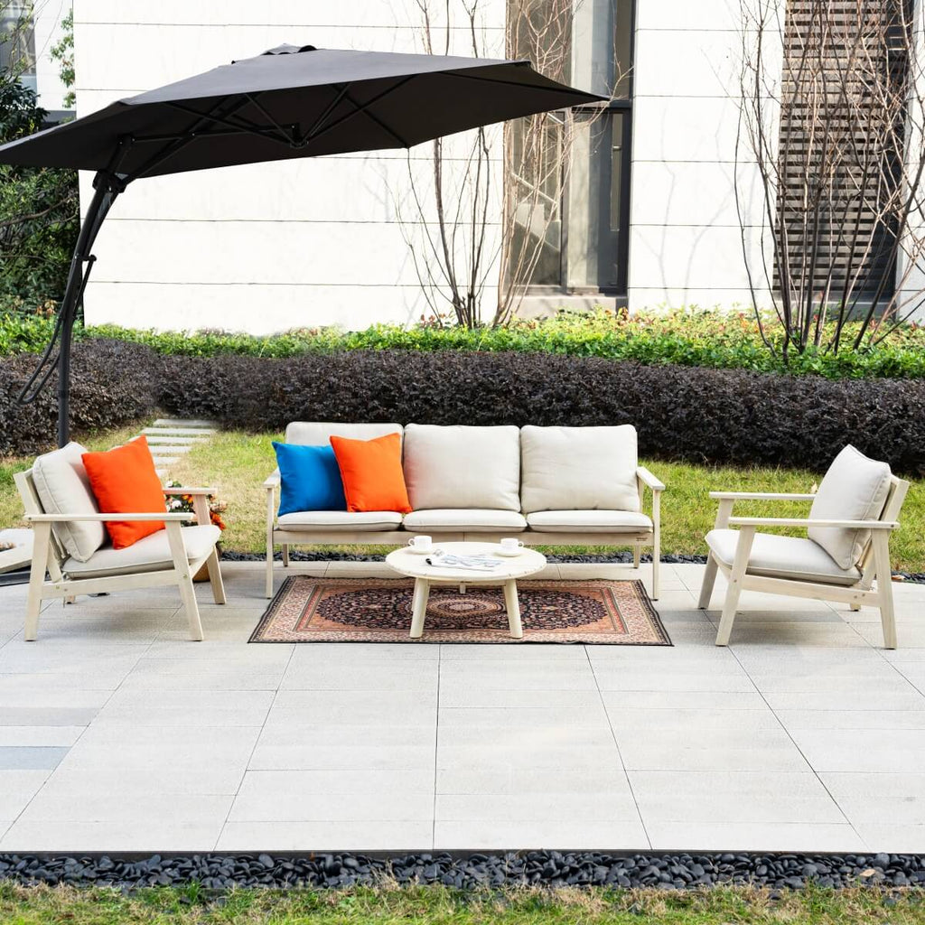 5 - Seater Wooden Outdoor Furniture Set – Garden Sofa with Round Coffee Table - Direct Wicker