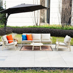 5 - Seater Wooden Outdoor Furniture Set – Garden Sofa with Round Coffee Table - Direct Wicker