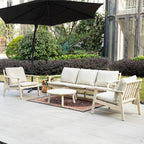 5 - Seater Wooden Outdoor Furniture Set – Garden Sofa with Round Coffee Table - Direct Wicker
