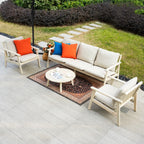 5 - Seater Wooden Outdoor Furniture Set – Garden Sofa with Round Coffee Table - Direct Wicker
