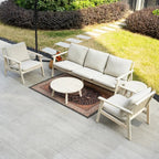 5 - Seater Wooden Outdoor Furniture Set – Garden Sofa with Round Coffee Table and Side Table - Direct Wicker