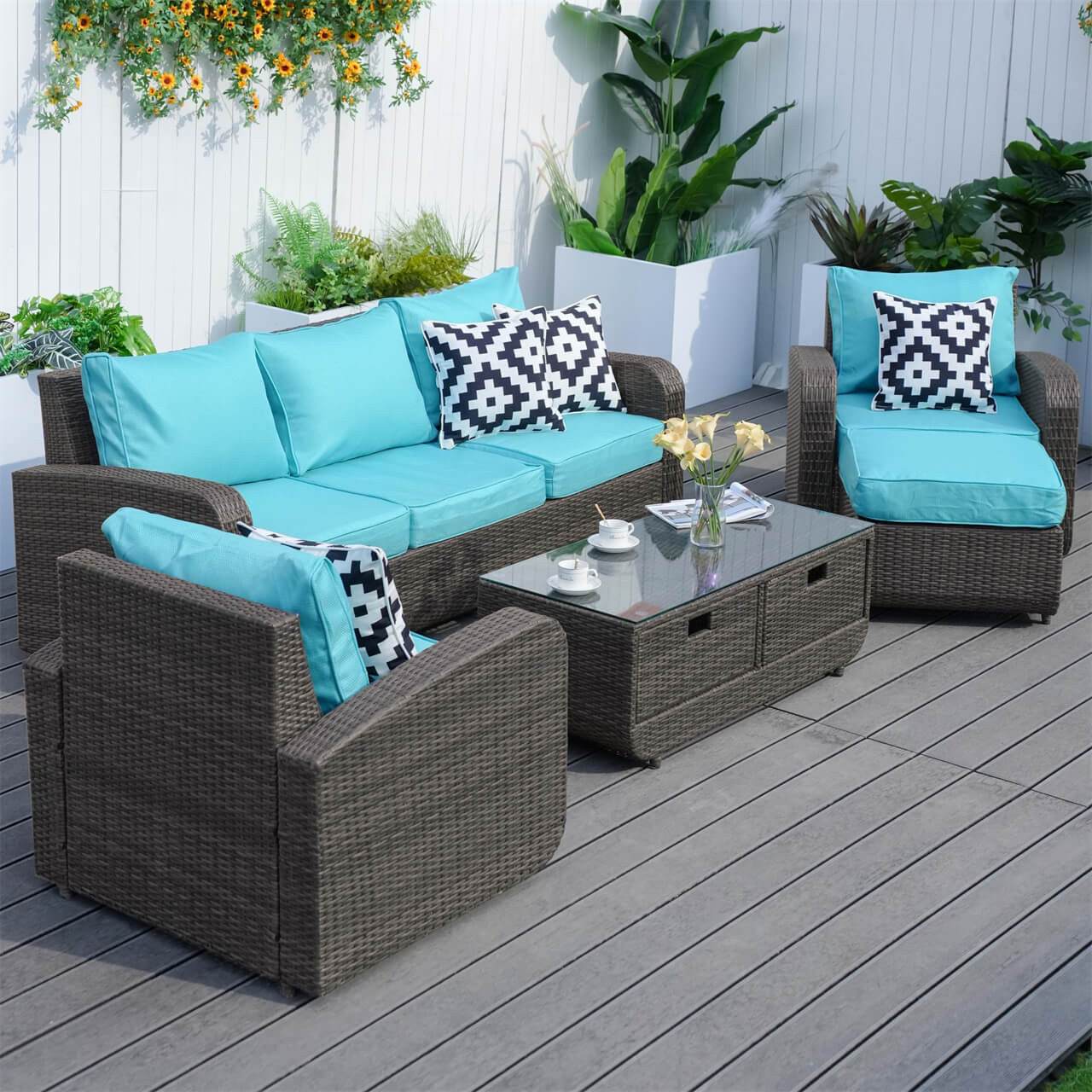 Cyan Cushion Covers for Whole Set of PAS-1515