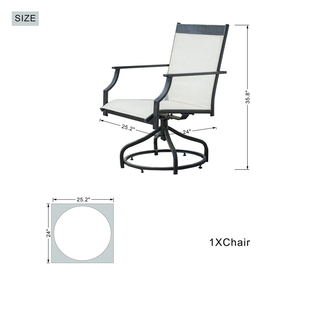 6-Piece Outdoor Dining Set with 2 Swivel Chairs (PAD-2465-DG) - Direct Wicker