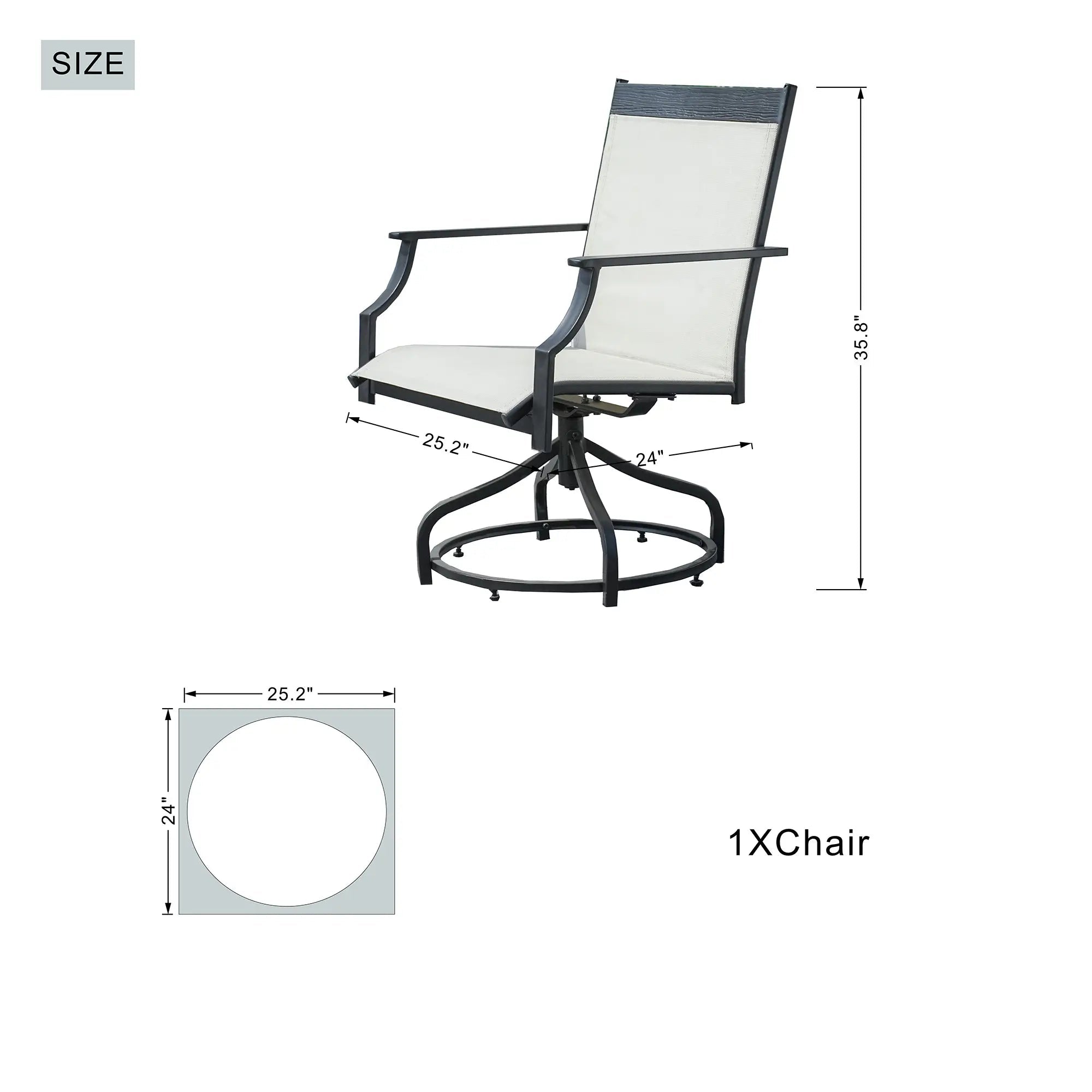 6-Piece Outdoor Dining Set with 2 Swivel Chairs (PAD-2465-DG) - Direct Wicker