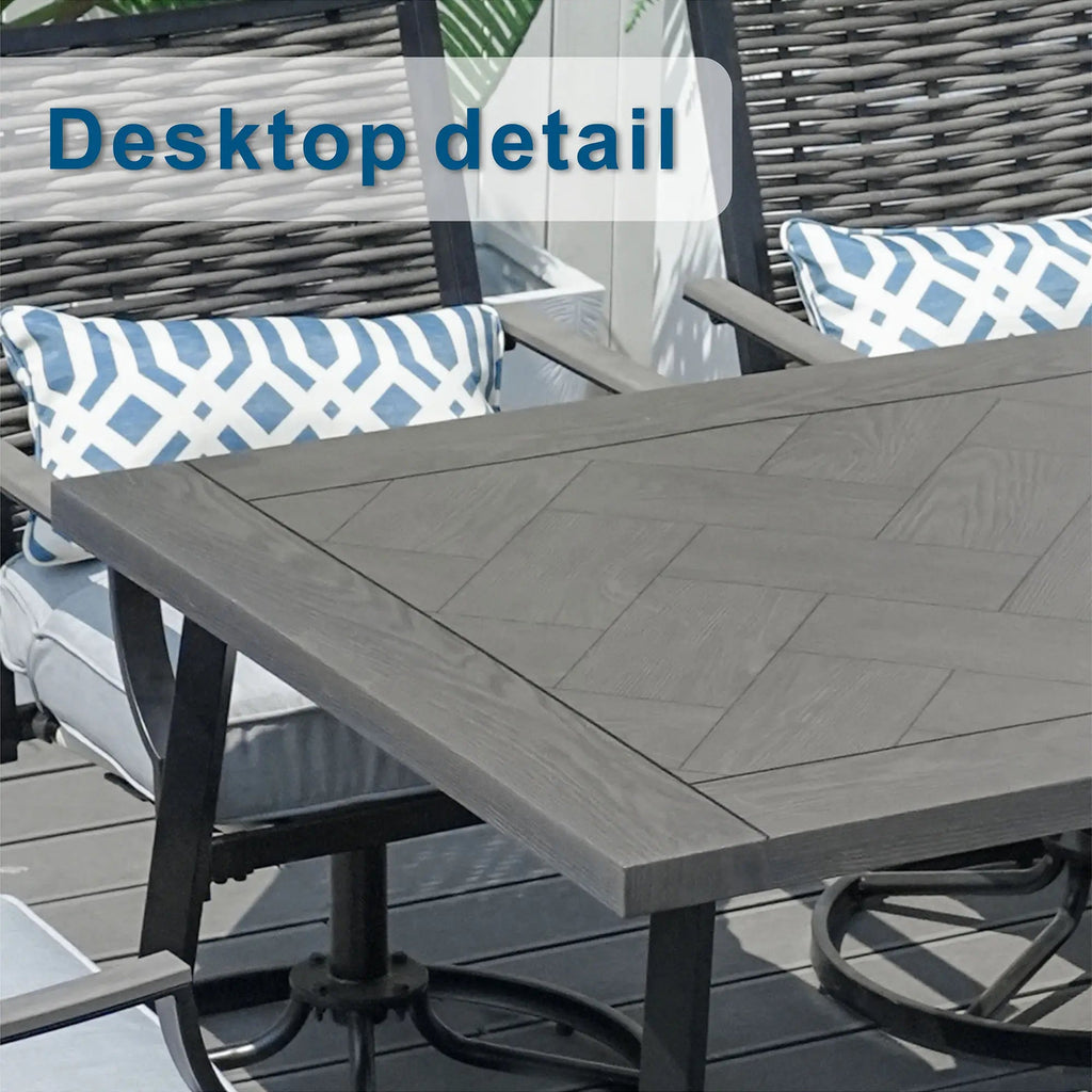 6-Piece Outdoor Dining Set with 2 Swivel Chairs (PAD-2465-DG) - Direct Wicker